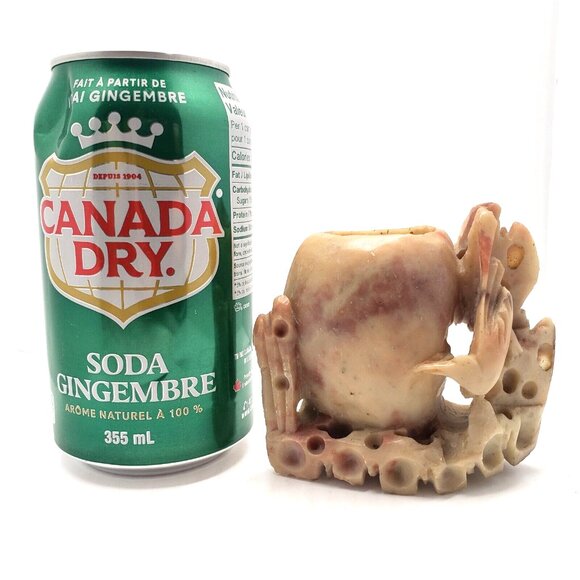 Authentic Vintage Chinese Carved Soapstone Brush/Ink Pot with Bird Detail EUC - Picture 6 of 6